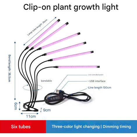 Filiyano – Lampe horticole tricolore avec tube fluorescent LED flexible, lot de 6 tubes, idéale pour la croissance des plantes. (1/5)
