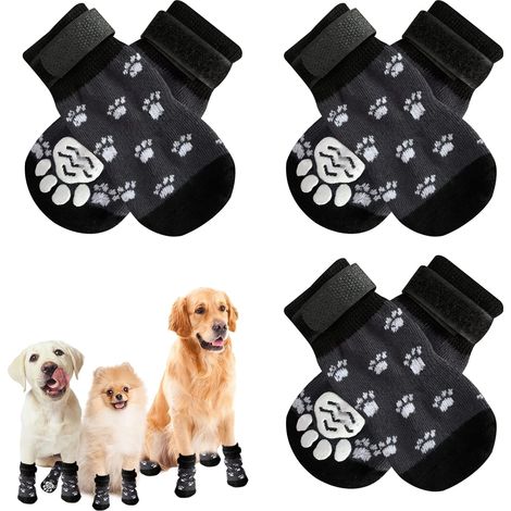 3 Paires Chaussettes Antidérapantes avec Sangle de Fixation Réglable Patte Noir S