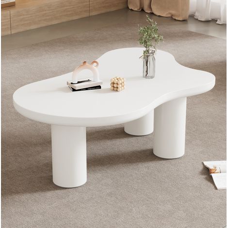 Tavolino nuvola 107x66x40,5 cm in MDF e PVC bianco, piedini in feltro – MEUBLIV (1/5)