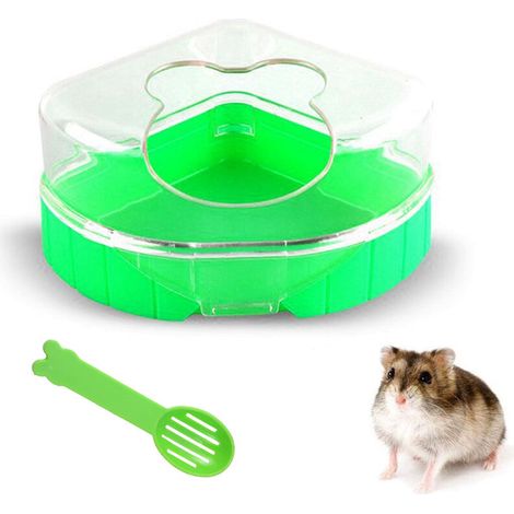 Hamster Sand Bathroom with Shovel, Small Pet Sand Bathroom Large Plastic Room Sauna Toilet Bathtub, Green