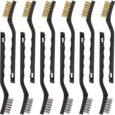 Lot de 12 Mini Brosses Métalliques en Acier Inoxydable Brosse pour Nettoyage en Laiton pour Nettoyer Frottement et Rouille des Scories de Soudage (1/4)
