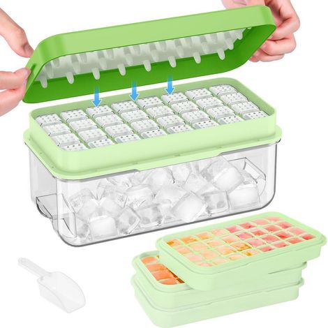 Eiswürfelform mit Deckel & Behälter, 96 Stück, leicht lösbar, BPA-frei (1/5)