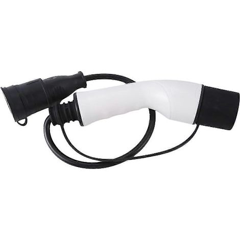 Ladeadapter für Elektrofahrzeuge (EV) 16 A, Typ 2 Stecker auf Schuko-Stecker, kompatibel mit Ladestationen für Elektrofahrzeuge und Elektroautos (europäischer Stecker). (1/4)