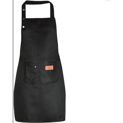 Kitchen Apron for Men and Women with Pockets - Fits Large Size - Water Resistant, Black