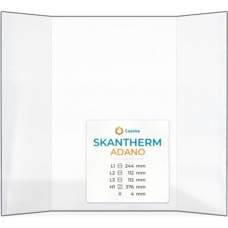 Vitre Skantherm ADANO - Verre Prismatique pour poêle à bois - (112 + 244 + 112) x 376 mm (L2+L1+L3 x H1) - 4 mm
