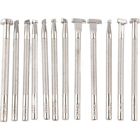 Set mit 12 Werkzeugen zum Gravieren und Prägen von Leder, gemusterte Stempel für die Lederverarbeitung (1/5)