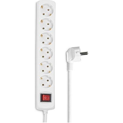 Hama 6-fach Verteiler mit Schalter Steckdosenleiste mit Schuko-Stecker - 1.4m Kabel, 3x1.5mm² Ader-Querschnitt