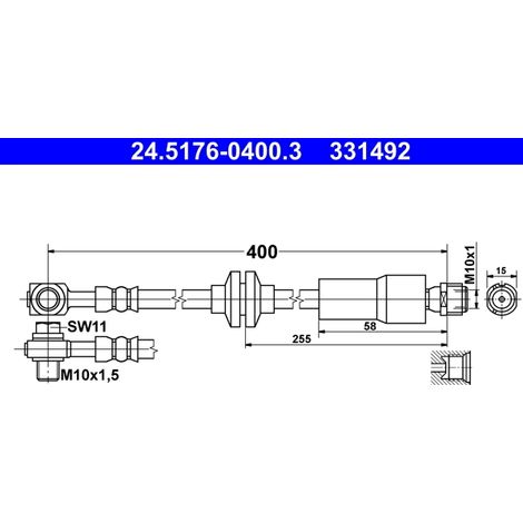 Flexible de frein ATE 24.5176-0400.3 CHEVROLET 12774865 13336917 5 62 173