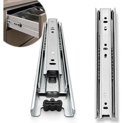 1 pair (2 pieces) of drawer runners with and without softclose, drawer slide, heavy load drawer runners with precise ball bearings steel drawers (30-60 cm) (1/5)
