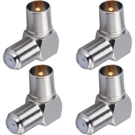 4 Pièces Connecteur Coaxial d'Antenne TV à 90 Degrés Prise Mâle vers F Femelle Adaptateur à Angle Droit pour Câble Satellite (1/5)