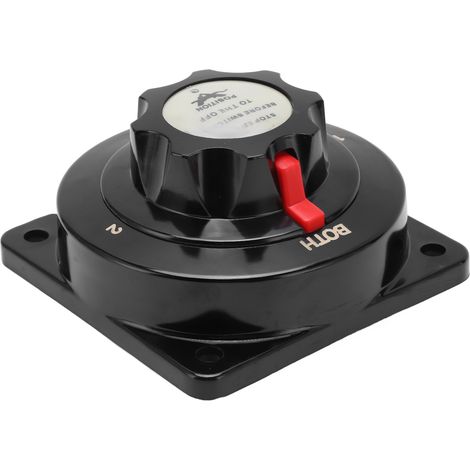Interrupteur à batterie 250A 4 positions noir, sélecteur DC 6-32V pour camping-car, bateau, yacht, coupe-circuit robuste. (1/5)
