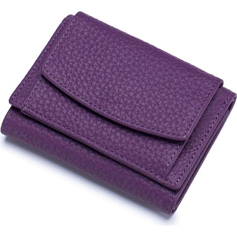 Portefeuille léger en cuir pour femmes à trois volets (violet),
