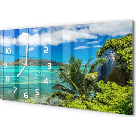 Horloge Murale Salle à Manger 60x30 cm Verre Trempé Design Contemporain Côte des Seychelles (1/5)