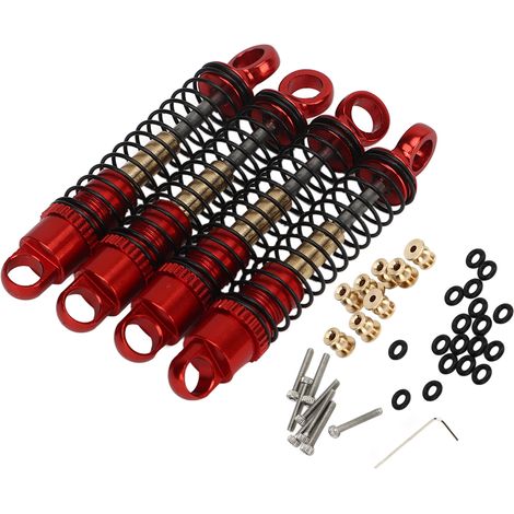 Lot de 4 amortisseurs RC 43mm en aluminium fileté rouge pour Axial SCX24 1/24, kit de suspension télescopique haute performance (1/5)