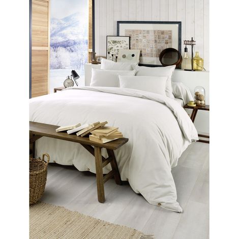 Housse de couette chaude en flanelle 260 x 240 cm Candice Blanc (1/5)