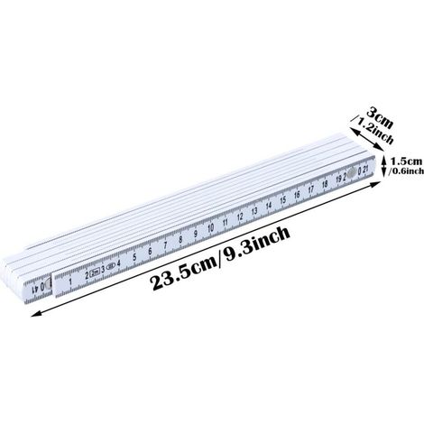 Folding Ruler, 2m Double Ruler, Large and Easy to Read Numbers, 10 Sections, Rigid Ruler for All DIYers, Home, Hobby and Workshop (White) (1/5)