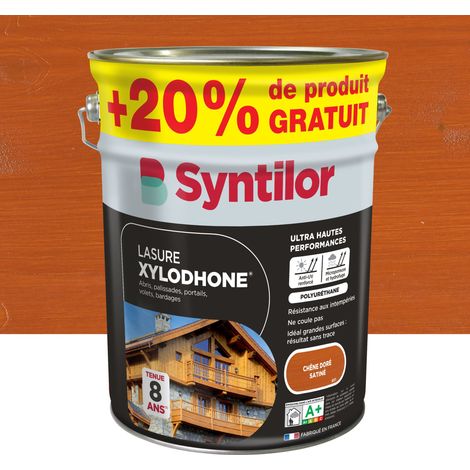 Lasure extérieure chêne doré satinée 5L – Protection 8 ans – Texture gel microporeuse – Anti-UV et hydrofuge pour bois – Syntilor (1/4)
