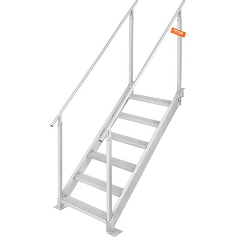 Échelle de Quai de Bateau Ponton Hauteur Réglable 109-130 cm 6 Marches en Alliage Aluminium Grande Capacité de Charge 226 kg avec Double Mains Courantes, pour Embarquement sur Bateaux, Piscine (1/5)