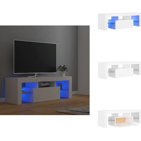 TV-Schrank mit LED-Leuchten Weiß 120x35x40 cm - TV Schrank - Holzwerkstoff Möbel - Weißer TV Stand - LED Beleuchtung - Wohnzimmer Dekoration (1/5)