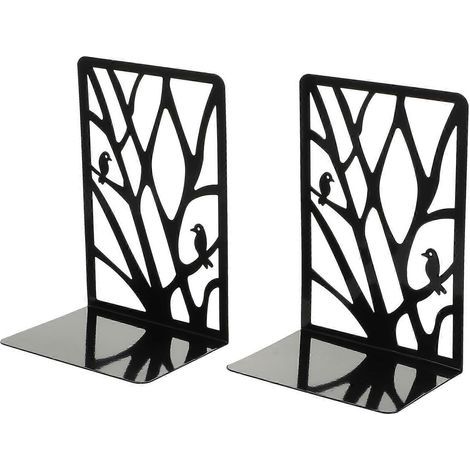 1 Paar hohle Buchstützen aus Eisen, Buchhalter, Buchorganizer – 17 x 11 x 8,5 cm – Schwarz (1/2)