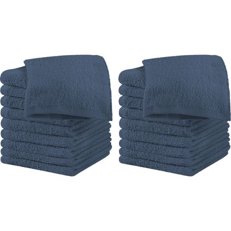Set 18 Pezzi Lavette Asciugamani Viso Mani 100% Cotone 490 Gsm 30x30 Cm Bagno Bidet Vari Colori Morbide Assorbenti Asciugamano Spugna Ospite Blujeans - 30x30 cm