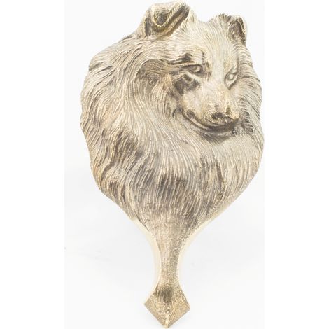 Sheltie - un battente per porta a forma di testa di cane, battente in ottone, decorazione retrò per porte di Art-Dog (1/5)