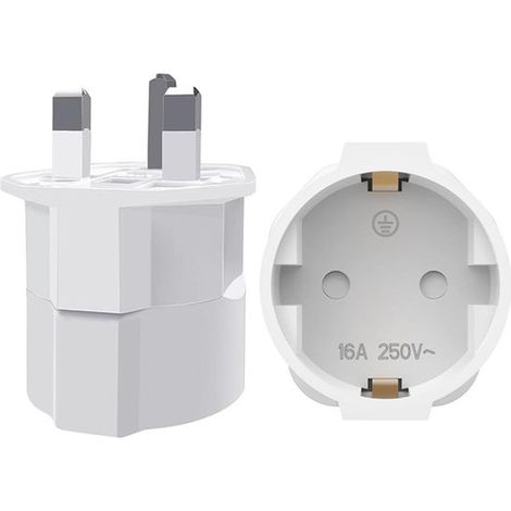 2-teiliges Set UK-Steckeradapter,Reiseadapter von Frankreich nach Großbritannien,Steckeradapter für Irland,Typ-G-Adapter (weiß) (1/5)