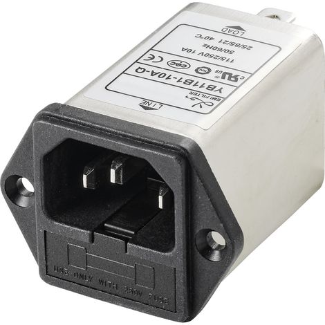 TRU COMPONENTS TC-10101436 Netzfilter mit Kaltgerätebuchse 250 V/AC 10 A 0.3 mH (L x B x H) 54.3 x (1/3)