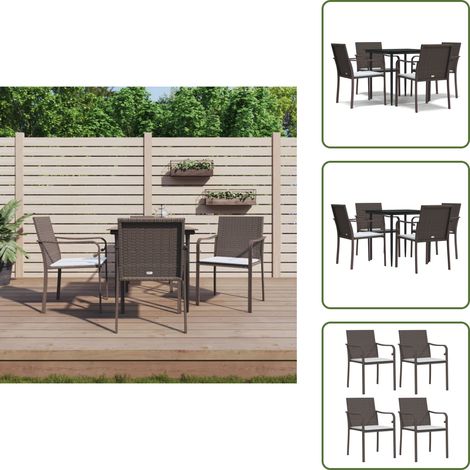 Sillas de jardín - vidaXL Juego comedor jardín 5 piezas y cojines ratán sintético y acero - Cojines para comedor