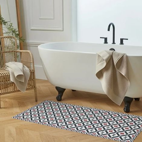 99Déco – Tapis vinyle antidérapant carreaux de ciment – Multicolore – 50x120cm – Étanche et facile d'entretien – Conçu pour cuisines et pièces humides (1/5)