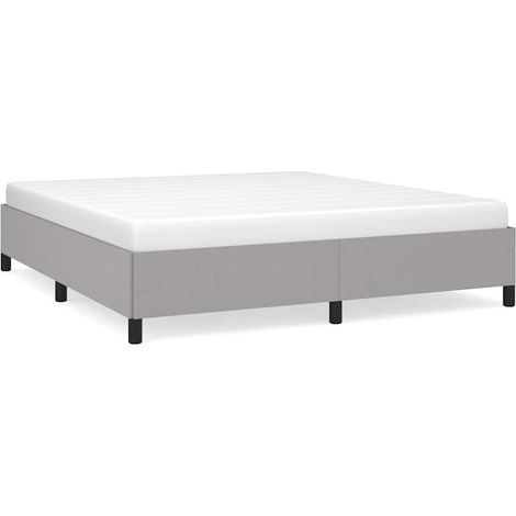 Bed Frame without Mattress Light Grey 193x203 cm King Fabric vidaXL (1/5)
