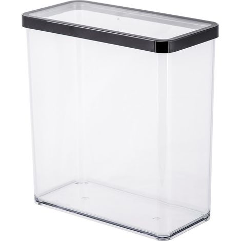 Rotho Loft - Barattolo rettangolare con coperchio e guarnizione, sicuro per gli alimenti, contenitore, utensili da cucina, organizer, plastica (SAN), senza BPA, trasparente/nero (3,2 L rettangolare) (1/5)
