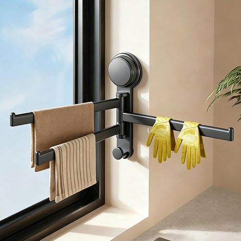 Porte-serviettes à ventouses, sans perçage, à trois barres, pivotant à (1/5)