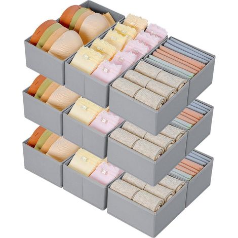 Schubladen Organizer Einsätze Stoff Kleiderschrank 12 Stück Grau (1/5)