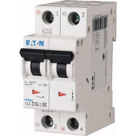 Disjoncteur modulaire 13A 2p courbe C DC 000279139 EATON FAZ C13/2 DC