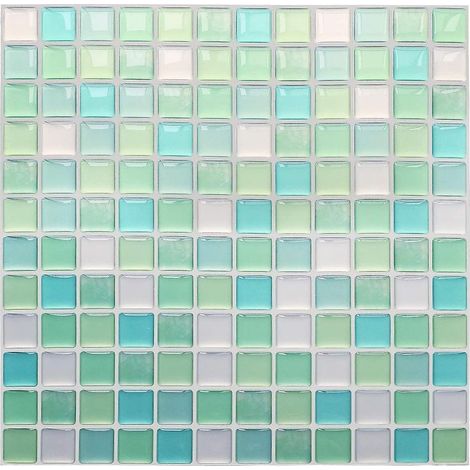 papier Peint Carrelage Autocollant Vert 24x24 Cm Style Mosaque Sticker Mural Film Dcoratif Impermable Pour Carreaux De Mur De Salle De Bains Et De (1/4)
