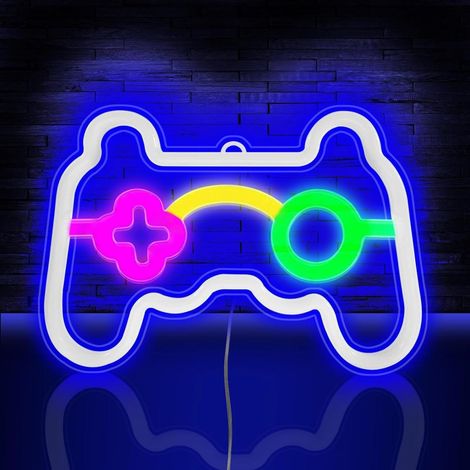 Neon Board - Game Controller Shape - USB And Battery Powered - For Gaming Room Decoration - 1 Piece
