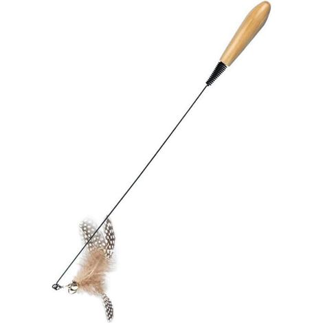Bâton jeu interactif chat 48 cm – Stimule chasse, exercice – Pour chats d’intérieur – Plumes, grelot (1/5)