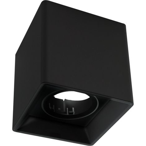 Applique plafond carrée en polycarbonate - Orientable - GU10 - Noir (1/5)