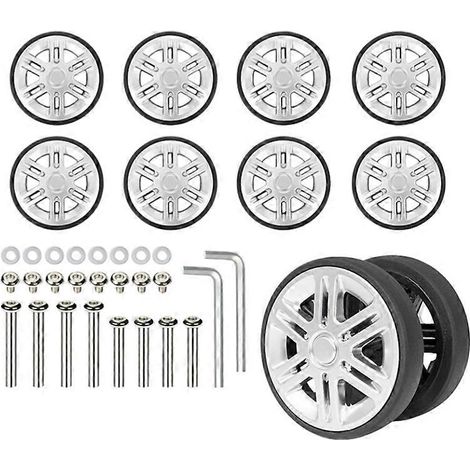 Lot de 8 roulettes de rechange de 60 mm en caoutchouc silencieux pour valise à roulettes pivotantes et accessoires de voyage ( ) (1/3)