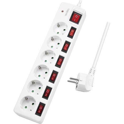 LogiLink LPS250 Steckdosenleiste 6 Anschlüsse weiß 1,5 m (1/4)