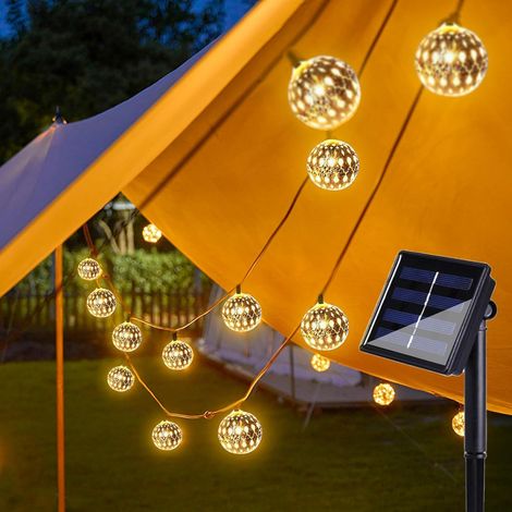 Solaire Guirlande Lumineuse Exterieure Blanc Chaud,8 Modes Solaire Guinguette Exterieur,IP65 Étanches Guirlande Lumineuse Led Marocaine Pour Jardin Balcon Mariage Fête - 5M 20LED (1/5)