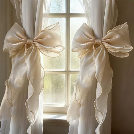 CCYKXA2X Embrasses de Rideaux à Nœud Papillon pour Salon, Chambre, Mariage Luxe Léger à la Française, Apparence Exceptionnelle, Bonne Respirabilité, Drapé (1/5)