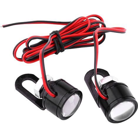 2 pcs Feux Arrière, Moto Miroir Arrière Lumières Feux de Frein Universel LED Moto Guidon Arrière Miroir Lumière DRL Conduite Brouillard Lampe 12V(White). (1/5)