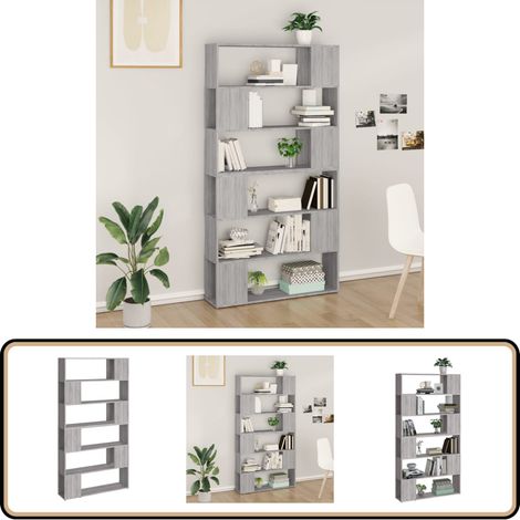 Bibliothèque/Séparateur de pièce sonoma gris 100x24x188 cm - Bibliothèque Murale - Bibliothèque Moderne - Meuble Rangement - Séparateur De Pièce - Étagère Ouverte (1/5)