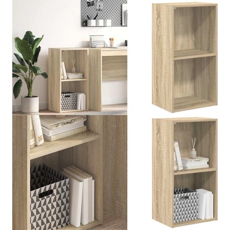 Bücherregal 2 Fächer Sonoma-Eiche 40x30x76,5 cm Holzwerkstoff - Bücherregal - Regal - Holzmöbel - Schlafzimmermöbel - Wohnzimmermöbel - Home & Living (1/5)