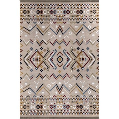 Tappeto antiscivolo Multicolor beige con decori colorati 160x230 EFFEZ