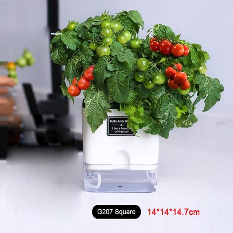 (G207) Nouveau pot de fleurs à arrosage automatique magnétique en plastique avec corde en coton auto-absorbante pour plantes à double étage - Fournitures de jardin (1/4)