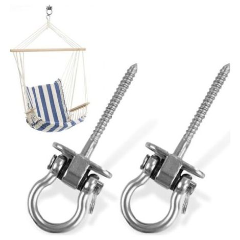 2 Pièces Crochet a Visser, Acier Inoxydable 304 Robuste Crochet Plafond pour Aire de Jeux Intérieure Extérieure Yoga, Hamac ,Corde, Balançoire, Suspendue Chaise, Sac de Boxe , Max 450kg (1/4)