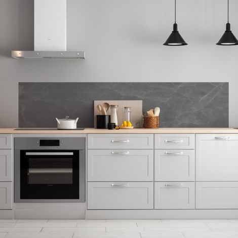 Lupia Pannello Paraschizzi Schienale Cucina con decorazione stampata, MARMO DARK GREY, in Alluminio composito, Facile da applicare, Lavabile Ignifugo Resistente all'Acqua 260xH62,5 cm (1/4)